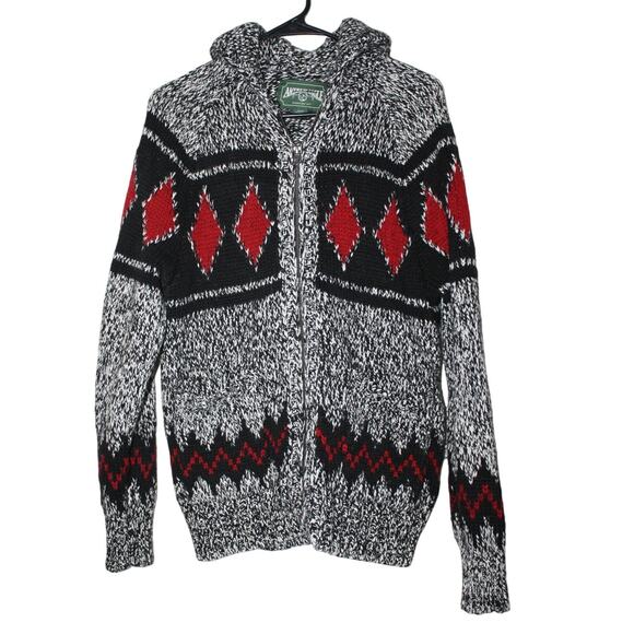 VTG American Eagle Hand Knit Cowichan Zip Up Sweater Men's Small - Picture 1 of 6